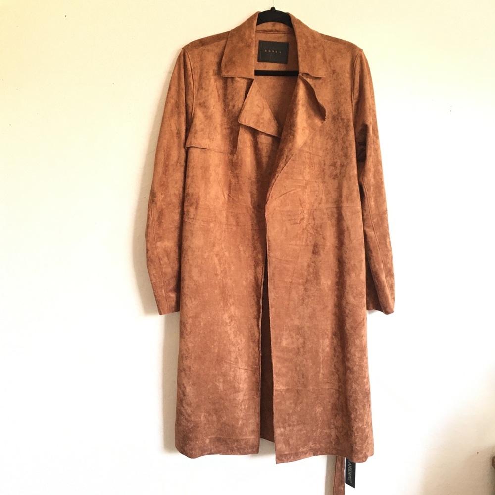 Blank NYC Coco Faux Suede Belted Trench Coat Small - Picture 7 of 14